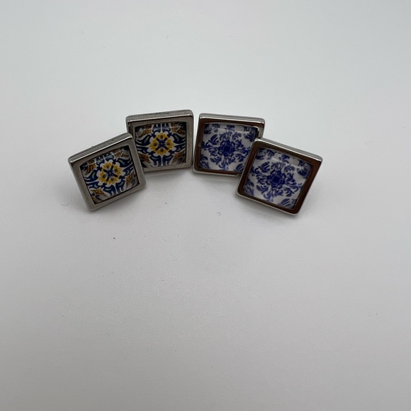 Stylish Classic Blue Stud Earring Set - Timeless Trendy Stud Earrings - Picture 3 of 11